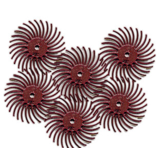3M Scotch-Brite Radial Bristle Discs, 3/4″ diameter 220 grit Red 6Pc