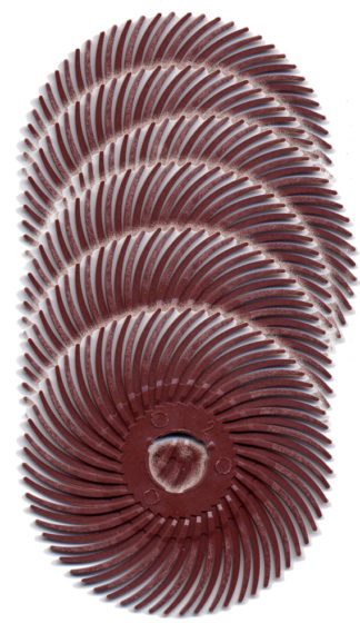 3M Scotch-Brite Radial Bristle Discs, 2″ diameter 220 grit/red 6Pc