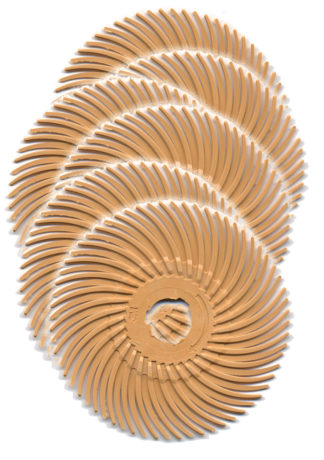 3M Scotch-Brite Radial Bristle Discs, 2″ diameter 6 micron (3,000 grit) peach 6Pc