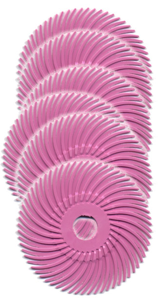 3M Scotch-Brite Radial Bristle Discs, 2″ diameter Pumice 1,200 grit/pink 6Pc
