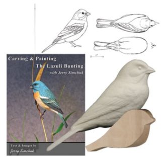 KIT-LAZULIA BUNTING (MALE) Tupelo WOOD CARVING KIT, Jerry Simchuk