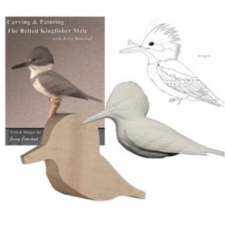 <font color="#FF0000">NEW Kit- Exclusive BELTED KINGFISHER Jerry Simchuk Tupelo Rough-Out WOOD CARVING KIT</font>