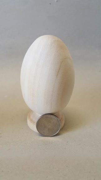 Eggs, Goose basswood on Pedestal 2-5/16" Wide x 4" Tall
