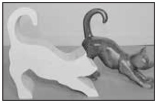 Basswood Cutout - Cat Stretching 5 1/4" L - 5" H at Tail.
