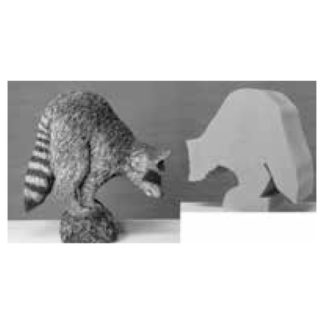Basswood Cutout - Raccoon on Stump 5" H x 5" W x 2" Thick Color pictures provided.