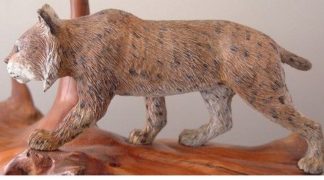 Basswood Rough-out Walking Bobcat 2½" T by Jim Wilsford