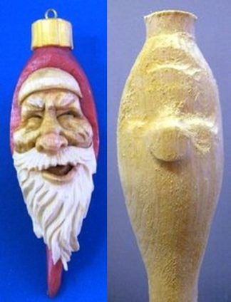 Basswood Rough-out- Glass Ornament by Wayne Shinlever <P> 6" T