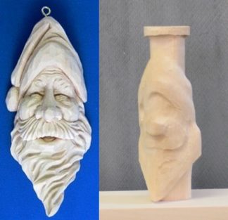 Basswood Rough-out- Diamond Santa (Gap Toothed) Ornament <P>5" T x 2" W