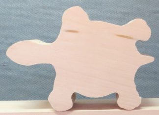 Cutout Basswood Tobais the Turtle.-6" L x 2.25" H x 4 1/2" wide