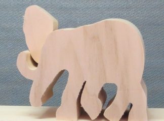 Cutout Basswood Elegant Elephant - 4" L x 3" H