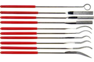 10 Pc Dipped Handle Diamond  Riffler File Set, 220 grit