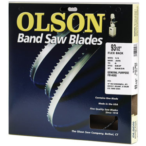 Olson 116" Bandsaw Blade, 1/4" W, 4 TPI, Hook Fits Laguna