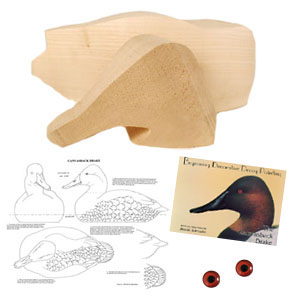 Kit- Canvasback Drake WOOD CARVING KIT tupelo cutout