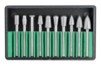 Diamond 10Pc Burr Set,150 Grit/1/8" Shank Large Head