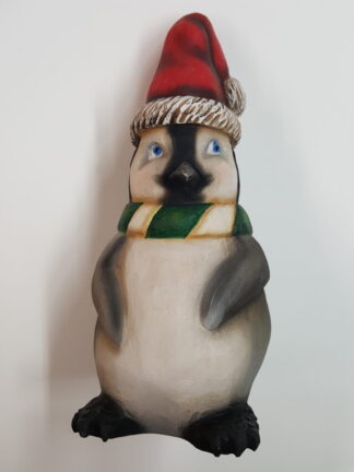 Penguin with Santa hat 7 " tupelo Roughout from Fowl Play Studios