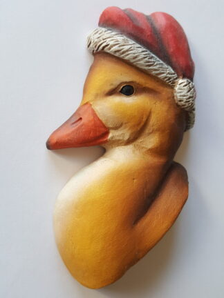 Duck Ornament w/ Stocking Hat 4 3/4" tupelo Roughout from Fowl Play Studios