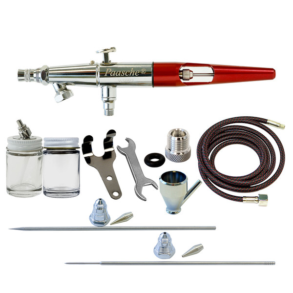 Paasche VLS Set Double Action Set w/ Metal Handle (.55, .75, & 1.05mm heads) & 1/8"BSP Adapter