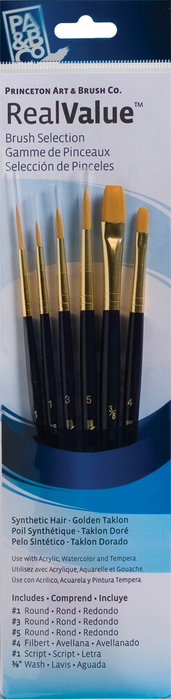 SET GOLDEN TAKLON ROUND 1 3 5 FILBERT 4 SCRIPT 1 WASH 3/8