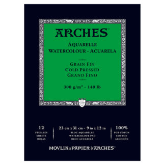 ARCHES WATERCOLOUR COLD PRESSED PAD NAT WHT 140LB 9X12