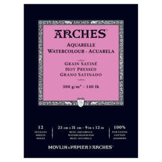 ARCHES WATERCOLOUR HOT PRESSED PAD NAT WHT 140LB 9X12