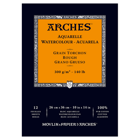 ARCHES WATERCOLOUR ROUGH PRESSED PAD NAT WHT 140LB 10X14