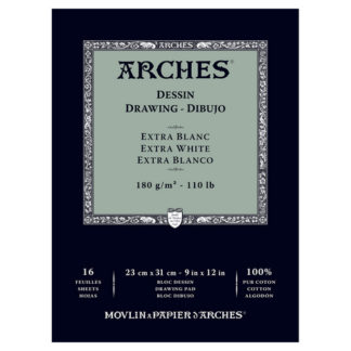 ARCHES DRAWING PAD EXTRA WHITE 110LB 9X12