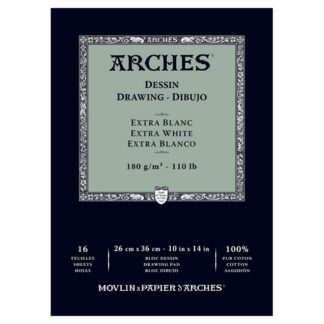 ARCHES DRAWING PAD EXTRA WHITE 110LB 10X14