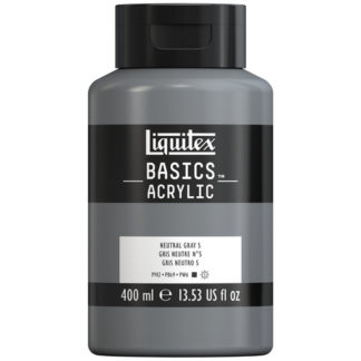 BASICS ACRYLIC COLOR 400ML SQUEEZE BOTTLE NEUT GRAY VALUE 5