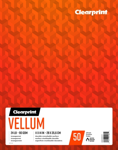 CLEARPRINT TRACING VELLUM PAD 50SH 90G 11X14