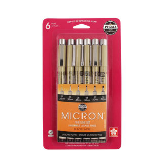 PIGMA MICRON BLACK PEN SET OF 6