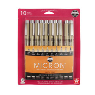 PIGMA MICRON BLACK PEN SET OF 10