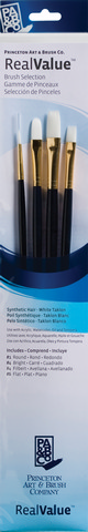 LH BRUSH SET WHITE TAKLON ROUND 1 BRIGHT 4 FILBERT 4 FLAT 6
