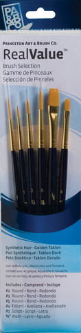 SET GOLDEN TAKLON ROUND 1 3 5 FILBERT 4 SCRIPT 1 WASH 3/8